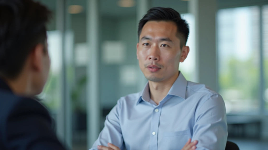 Two professionals in business setting having a respectful conversation with open body language and attentive expressions