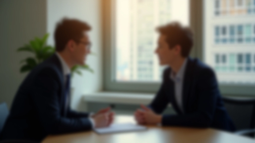 Two professionals engaged in respectful conversation across a meeting table with natural light streaming in