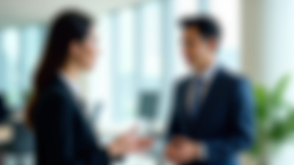 Two colleagues in respectful discussion across meeting table with positive interaction